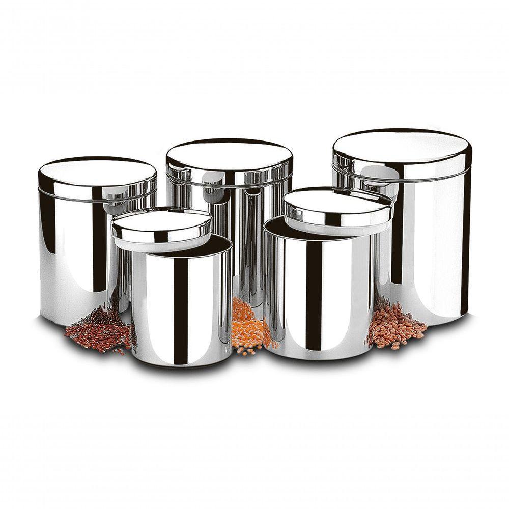 Conjunto De Potes Porta Mantimentos Com Tampa Brinox Suprema 5 Peças Inox - 1