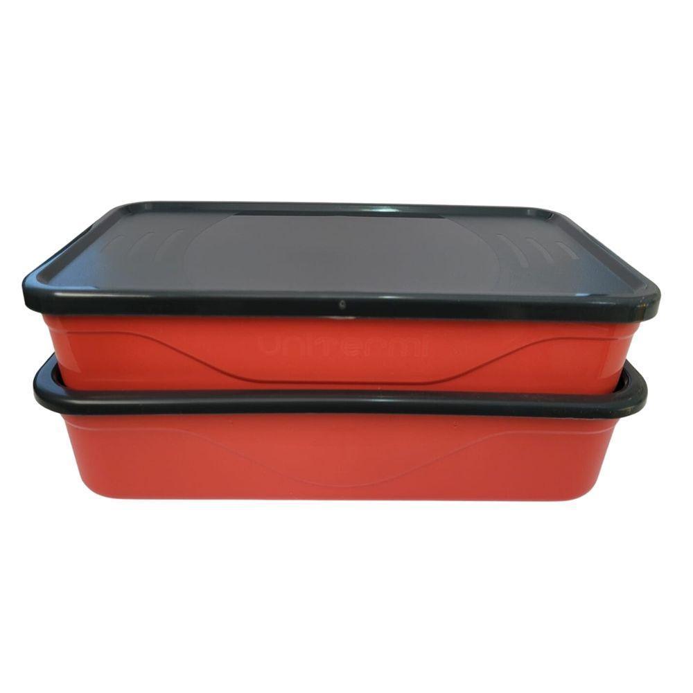 Marmita Fit Dupla 1,3l Salmão Com Talher - Unitermi - 1