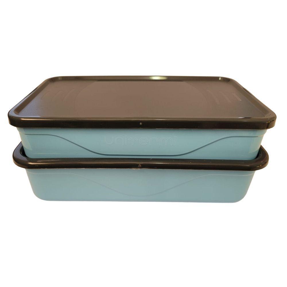 Marmita Fit Dupla 1,3l Azul Com Talher - Unitermi - 1