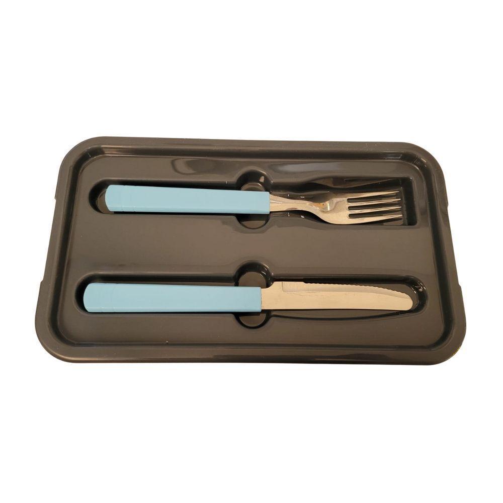 Marmita Fit Dupla 1,3l Azul Com Talher - Unitermi - 2