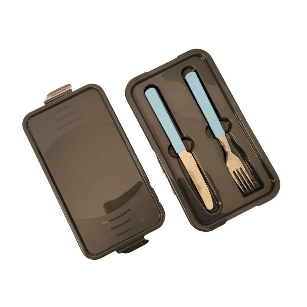 Marmita Fit Dupla 1,3l Azul Com Talher - Unitermi - 3