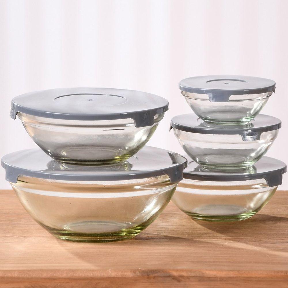 Jogo Com 5 Potes De Vidro Guarda Mantimentos - 1