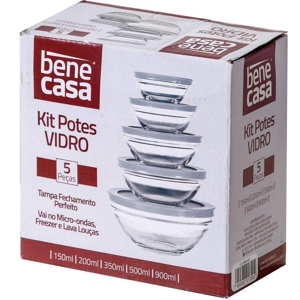Jogo Com 5 Potes De Vidro Guarda Mantimentos - 3