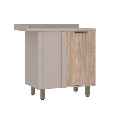 Balcão Canto Reto 95cm 1 Porta Com Tampo Luciane Móveis Cinammon Cumaru