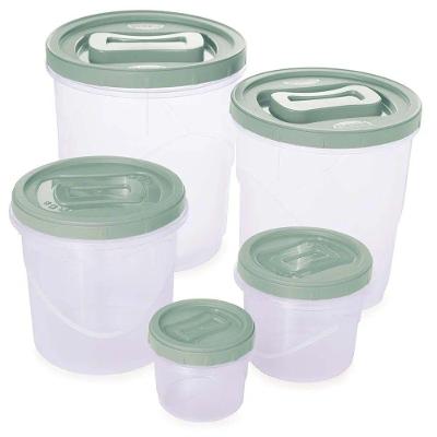 Conjunto 5 Potes Mantimento Tampa Com Rosca Plástico Premium