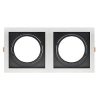 Spot De Embutir Quadrado Recuado Duplo Ar111 Direcionável Branco Com Preto - 1