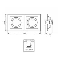 Spot De Embutir Quadrado Recuado Duplo Ar111 Direcionável Branco Com Preto - 3