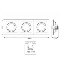 Spot De Embutir Quadrado Recuado Triplo Ar111 Direcionável Branco Com Preto - 3
