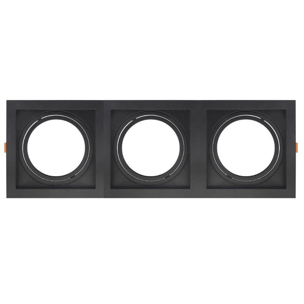 Spot De Embutir Quadrado Recuado Triplo Ar111 Direcionável Preto - 1