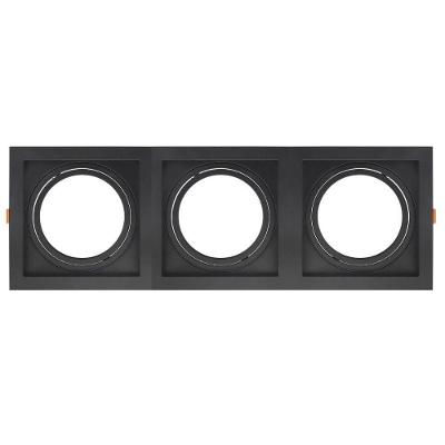 Spot De Embutir Quadrado Recuado Triplo Ar111 Direcionável Preto
