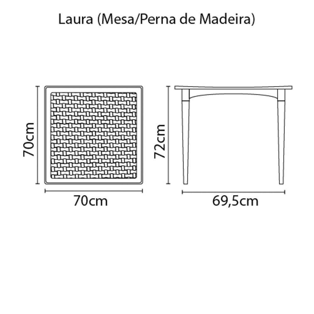 Mesa Quadrada Tramontina Diana Preta Em Polipropileno Com Pernas De Madeira Tramontina - 2