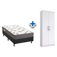 Cama Box Solteiro CRC + D33 Ortobom + Armário Multiuso Margarida Branco - 1