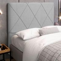 Cabeceira Cama Box Casal King Size Mel 195cm Com Frame Linho Cinza Claro - Desk Design - 5
