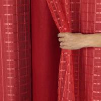 Cortina Blackout Pvc Com Tecido Voil Xadrez 2,80 M X 2,30 M - Vermelho - 4