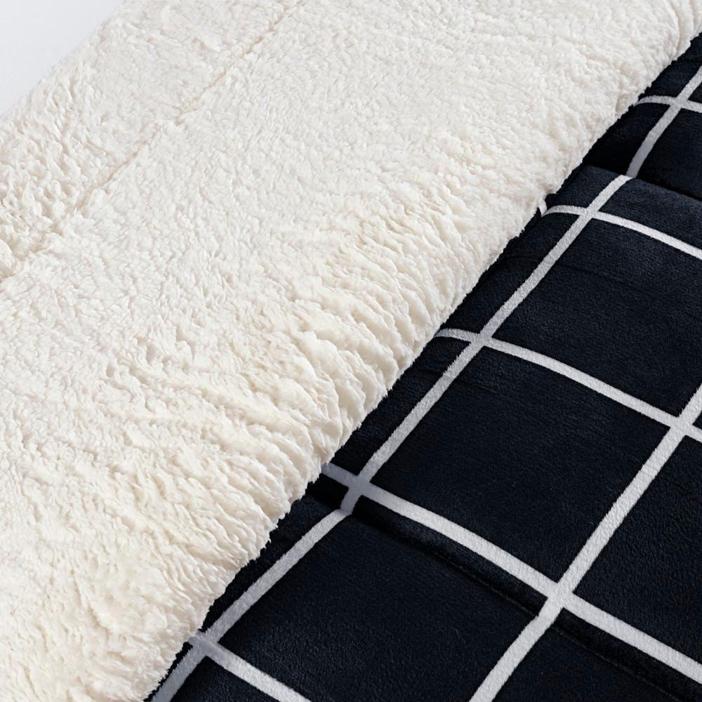 Coberdrom Sherpa E Flannel Austin Solteiro Manta 100g 01 Peça - Preto - 2