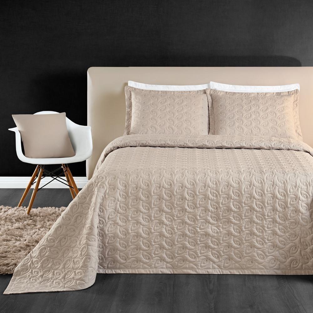 Cobre Leito 200 Fios Bordado ágata Queen 03 Peças - Cáqui - 3