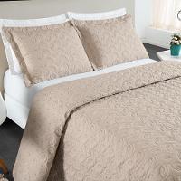 Cobre Leito 200 Fios Bordado ágata Queen 03 Peças - Cáqui - 1