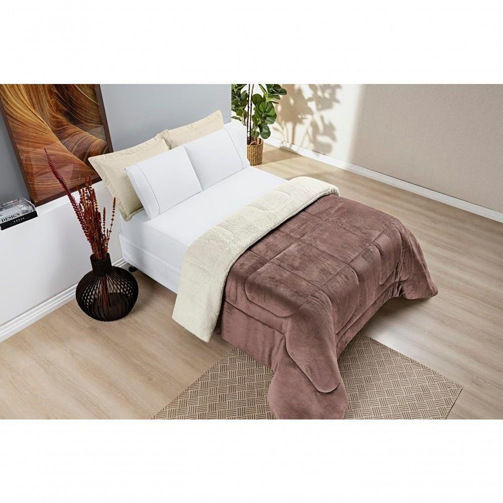 Coberdrom Sherpa E Flannel Everest Solteiro Manta Alta 150g 01 Peça - Rose - 1