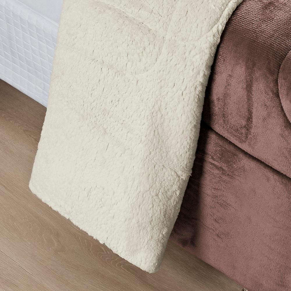 Coberdrom Sherpa E Flannel Everest Solteiro Manta Alta 150g 01 Peça - Rose - 4