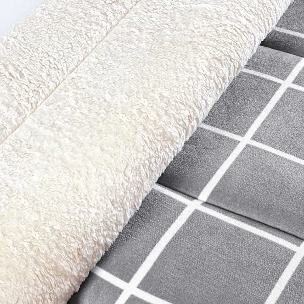 Coberdrom Sherpa E Flannel Austin Solteiro Manta 150g 01 Peça - Cinza - 2