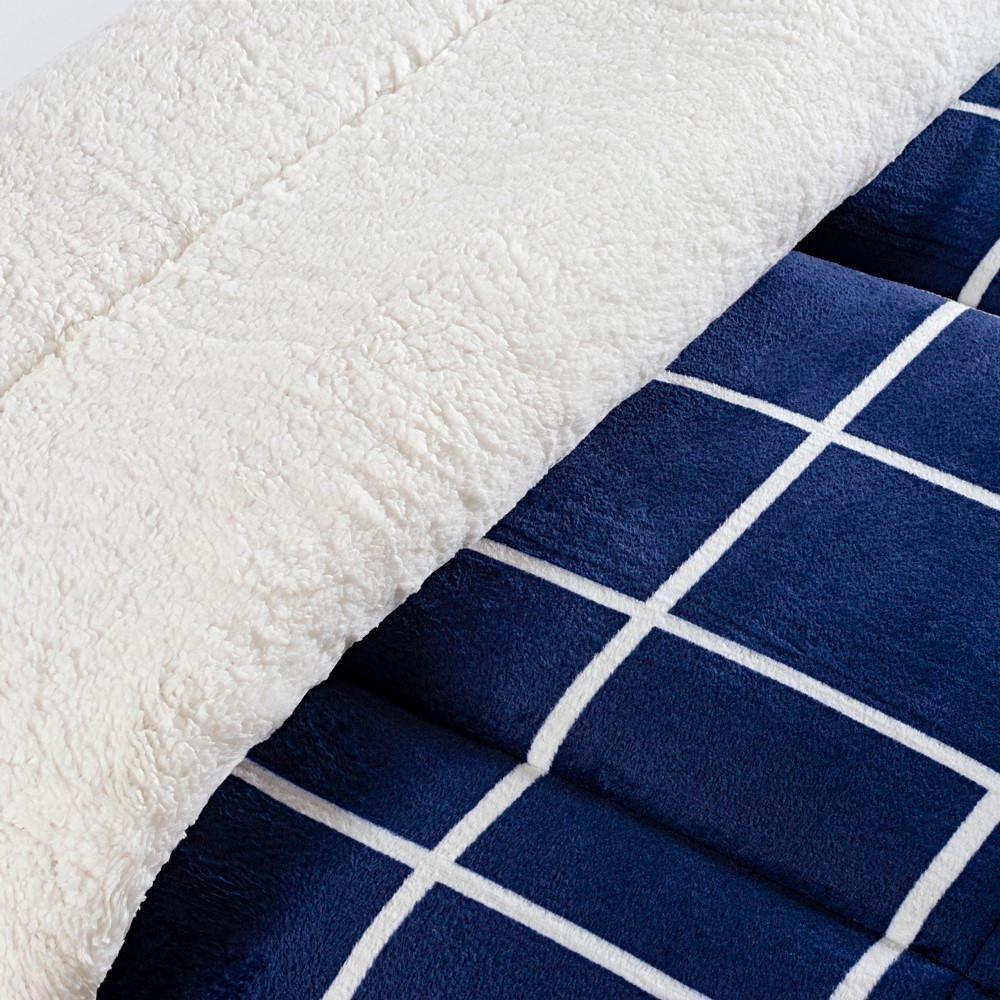 Coberdrom Sherpa E Flannel Austin Solteiro Manta 150g 01 Peça - Marinho - 4