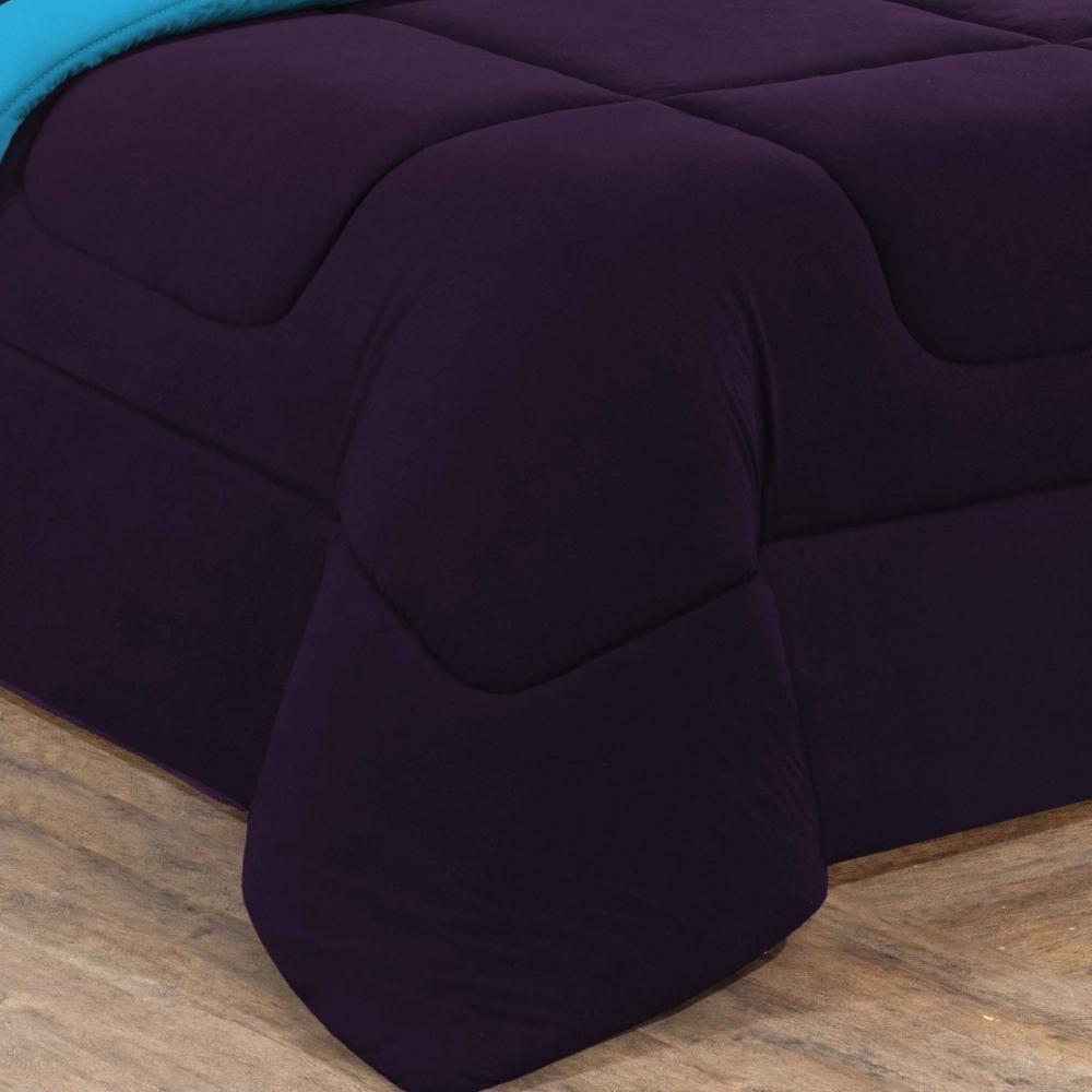 Kit Edredom Malha 100% Algodão Gran Moratta 3 Peças Queen - Roxo -azul Turquesa - 2