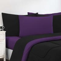 Kit Edredom Malha 100% Algodão Gran Moratta 3 Peças Queen - Preto-roxo - 5