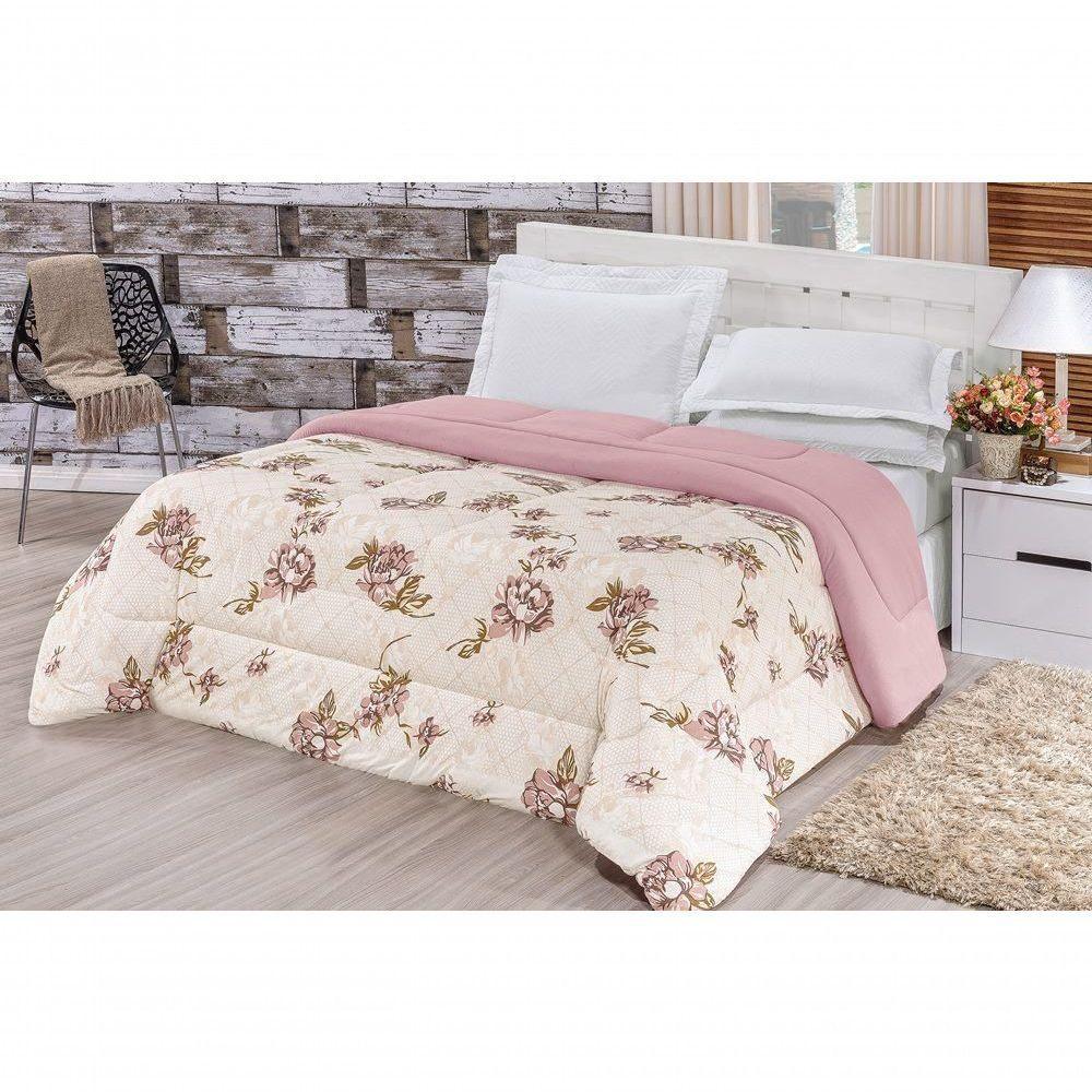 Edredom Dupla Face King Quality 01 Peça - Geométrico Rosê - 1