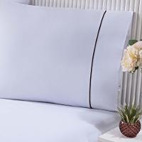 Jogo De Cama Lençol 100% Algodão Percal 150 Fios Queen Gran Moratta 3 Peças - Branco E Palha - 19