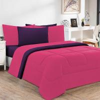 Kit Edredom Malha 100% Algodão Gran Moratta 3 Peças King - Pink -roxo - 1