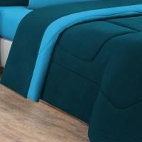 Kit Edredom + Jogo De Lençol Malha 100% Algodão 7 Peças King - Azul Petróleo-azul Turquesa - 3