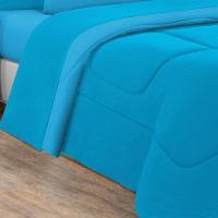 Kit Edredom + Jogo De Lençol Malha 100% Algodão 7 Peças King - Azul Turquesa-azul Turquesa - 4