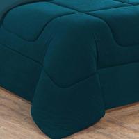 Kit Edredom + Jogo De Lençol Malha 100% Algodão 7 Peças King - Azul Petróleo-azul Petróleo - 10