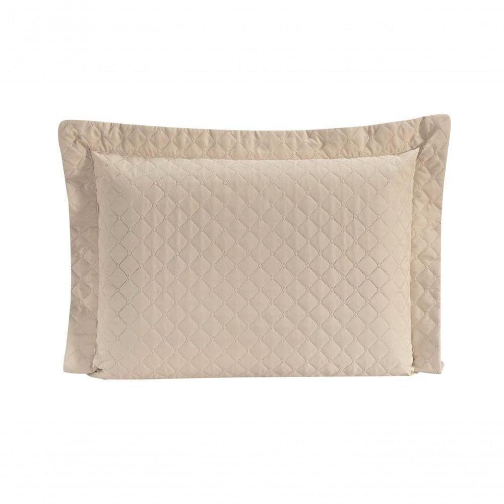 Porta Travesseiro Com Debrum Requinte Liso 01 Peça - Bege - 1
