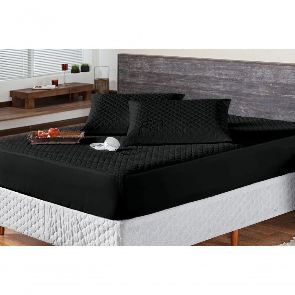 Protetor Colchao Casal Impermeavel Matelado Aquarela 01 Peça - Preto - 2