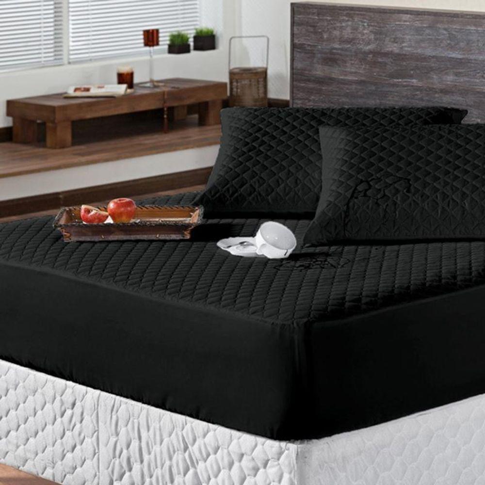 Protetor Colchao Solteiro Impermeavel Matelado Aquarela 01 Peça - Preto - 4