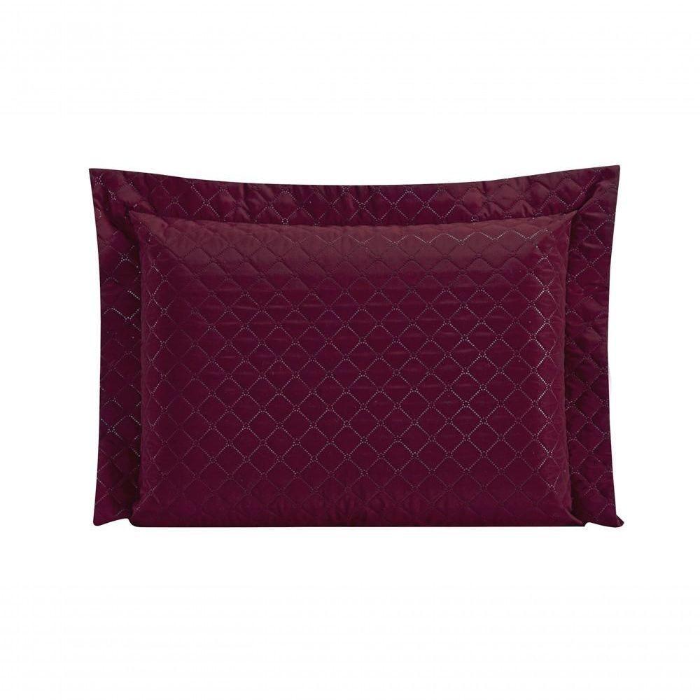 Porta Travesseiro Com Debrum Requinte Liso 01 Peça - Vinho - 1