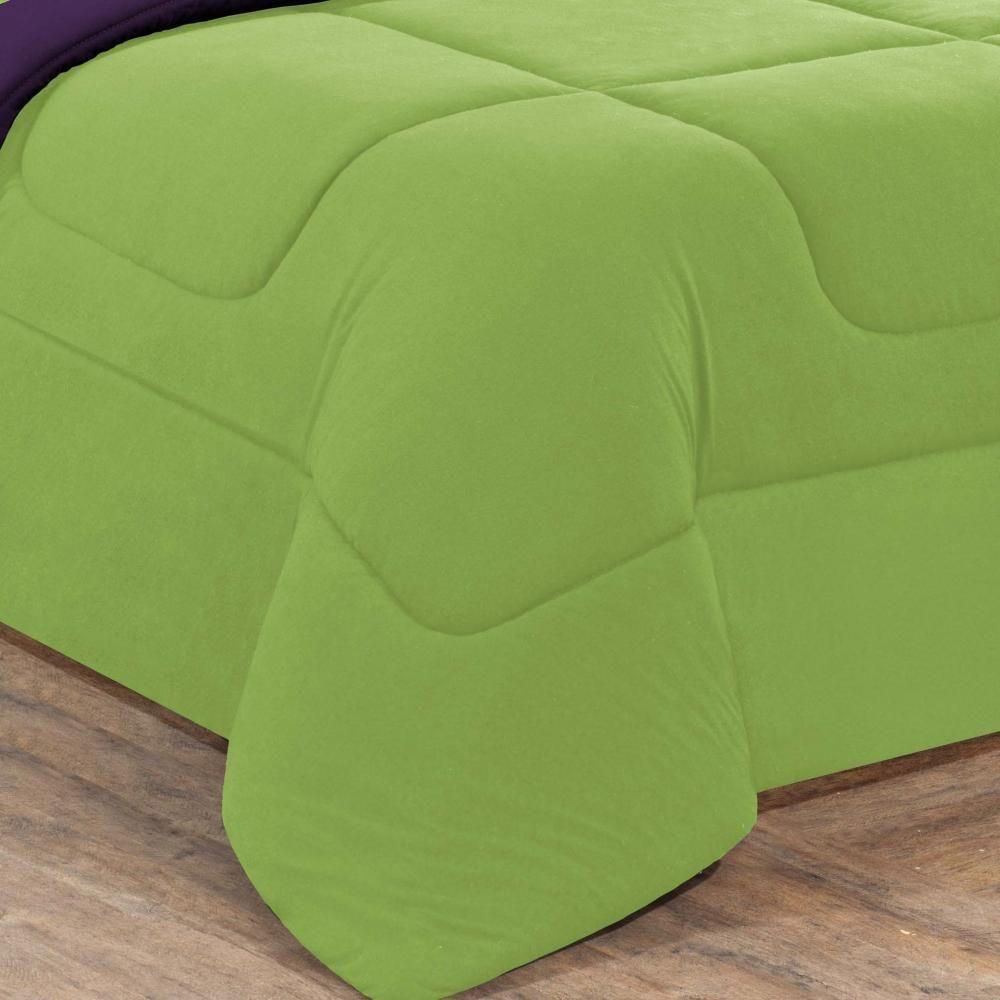Kit Edredom Malha 100% Algodão Gran Moratta 3 Peças Casal - Verde Pistache-roxo - 2