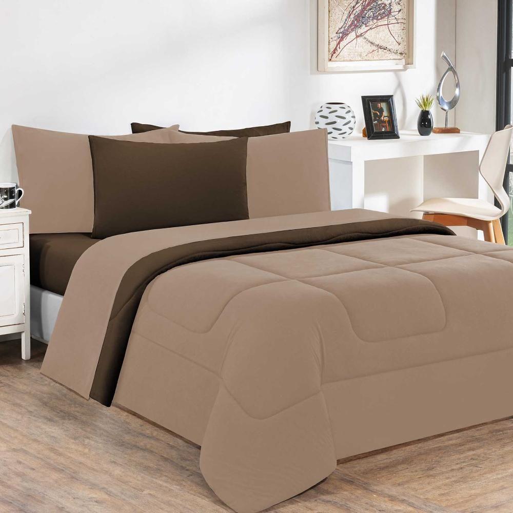 Kit Edredom Malha 100% Algodão Gran Moratta 2 Peças Solteiro - Avelã-marrom - 1