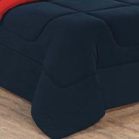 Kit Edredom + Jogo De Lençol Malha 100% Algodão 5 Peças Solteiro - Azul Marinho-vermelho - 3