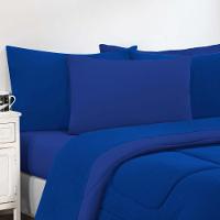 Kit Edredom Malha 100% Algodão Gran Moratta 2 Peças Solteiro - Azul Royal-azul Royal - 2