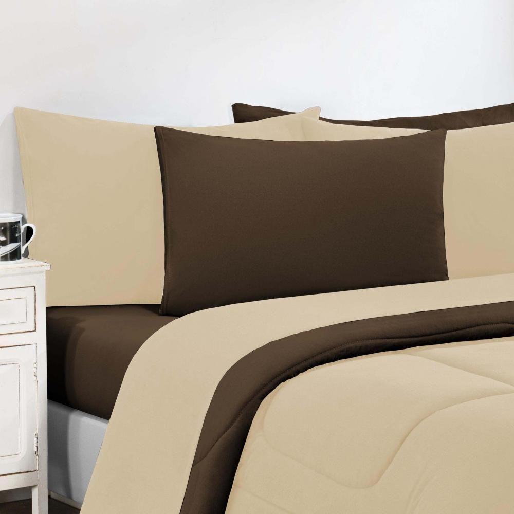 Kit Edredom Malha 100% Algodão Gran Moratta 2 Peças Solteiro - Palha -marrom - 2