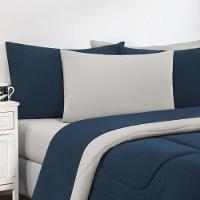 Kit Edredom Malha 100% Algodão Gran Moratta 2 Peças Solteiro - Azul Marinho-palha - 3