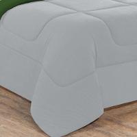 Kit Edredom + Jogo De Lençol Malha 100% Algodão 5 Peças Solteiro - Cinza-verde Bandeira - 4
