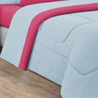 Kit Edredom + Jogo De Lençol Malha 100% Algodão Gran Moratta 5 Peças Solteiro - Azul Bebê-pink