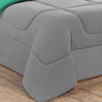 Kit Edredom + Jogo De Lençol Malha 100% Algodão Gran Moratta 5 Peças Solteiro - Cinza-verde Jade - 2