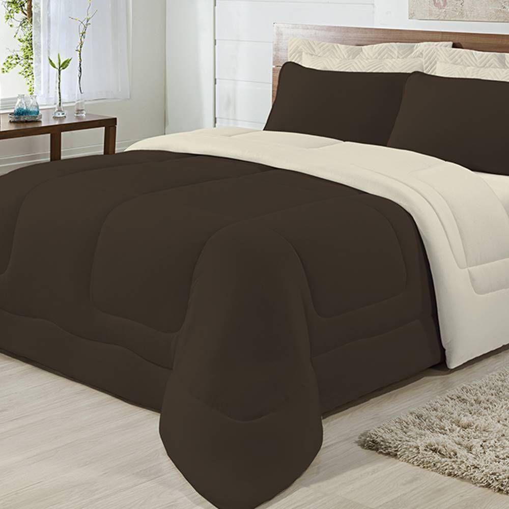 Edredom Dupla Face 100% Algodão Malha King Gran Moratta 01 Peça - Palha- Marrom - 4