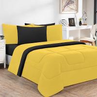 Edredom Malha 100% Algodão Gran Moratta 1 Peça King - Amarelo-preto - 1