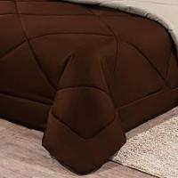 Kit Edredom + Jogo De Lençol Aconchego Look House Dupla Face Casal Queen 06 Peças - Marrom E Caqui - 8