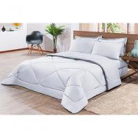 Kit Edredom + Jogo De Lençol Aconchego Look House Dupla Face Casal King 06 Peças - Branco - 3